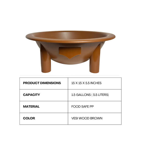 Kavafied Tanoa - Traditional Kumete Kava Bowl - Food Safe PP Material - 1.5 Gallons - 5.5 Liter Capacity